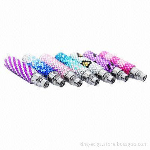 Luxury crystal rechargeable batteries for electronic cigarette in capacities of 650, 900 & 1,100mAh